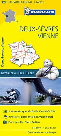 Carte départementale n° 322 - Deux-Sèvres & Vienne | Michelin carte pliée Michelin 