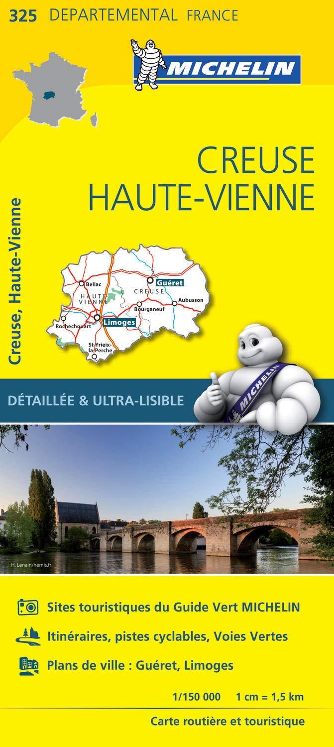Carte départementale n° 325 - Creuse & Haute-Vienne | Michelin carte pliée Michelin 