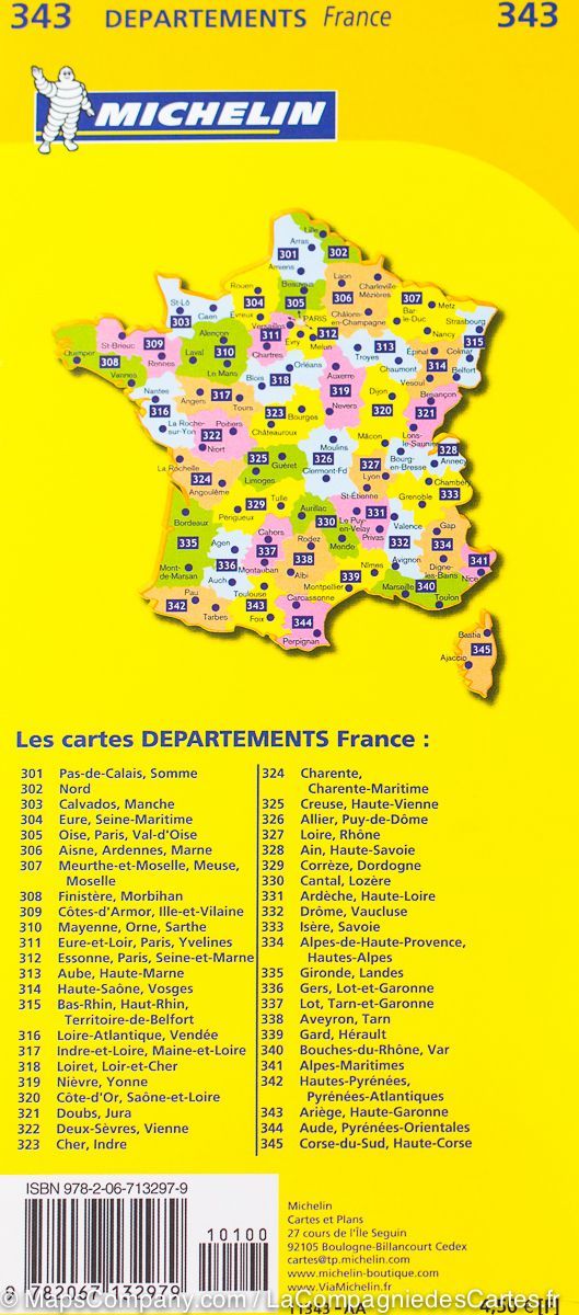 Carte départementale n° 326 - Allier & Puy-de-Dôme | Michelin carte pliée Michelin 