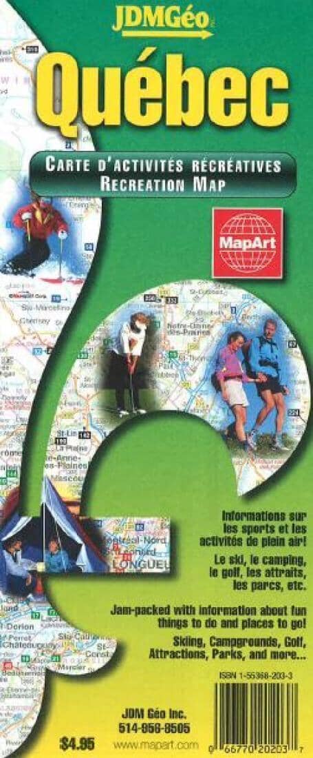 Quebec Recreation Map by Canadian Cartographics Corporation, MapArt, JDM Géo Inc.
