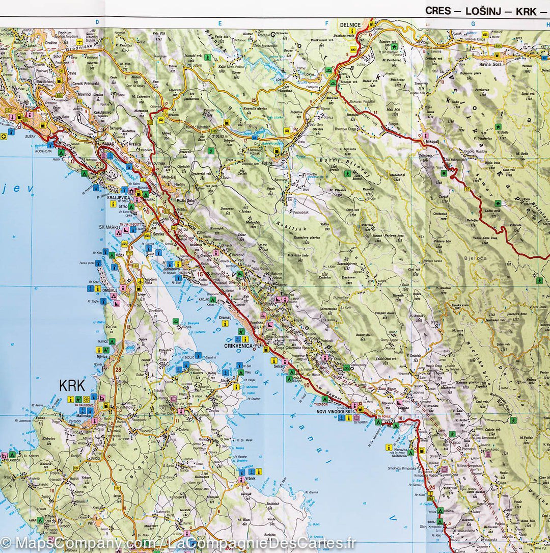 Carte détaillée de l&rsquo;Ile de Cres (Croatie) | Freytag &amp; Berndt - La Compagnie des Cartes