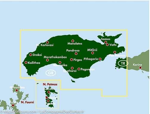 Carte détaillée de l'île de Samos (Grèce) | Freytag &amp; Berndt - La Compagnie des Cartes