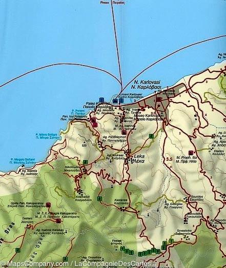 Carte détaillée de l'île de Samos (Grèce) | Freytag &amp; Berndt - La Compagnie des Cartes