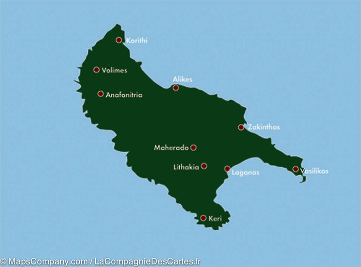 Carte détaillée de l'Ile de Zakinthos (Grèce) | Freytag & Berndt - La Compagnie des Cartes