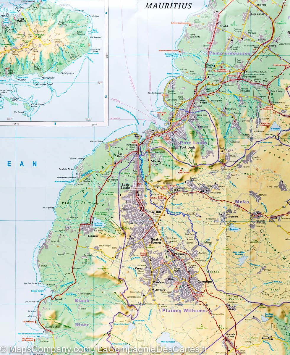 Carte détaillée de l'île Maurice | Freytag & Berndt - La Compagnie des Cartes