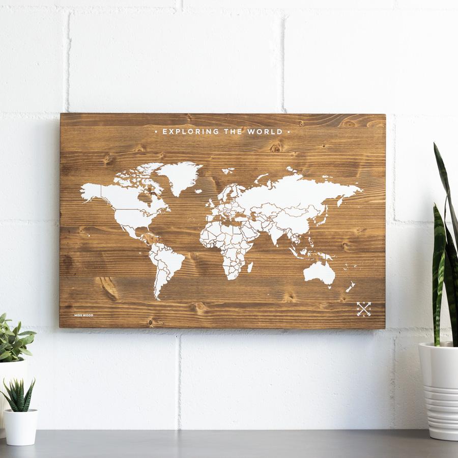 Carte du monde en bois - 60 x 40 cm | Miss Wood carte murale grand tube Miss Wood 