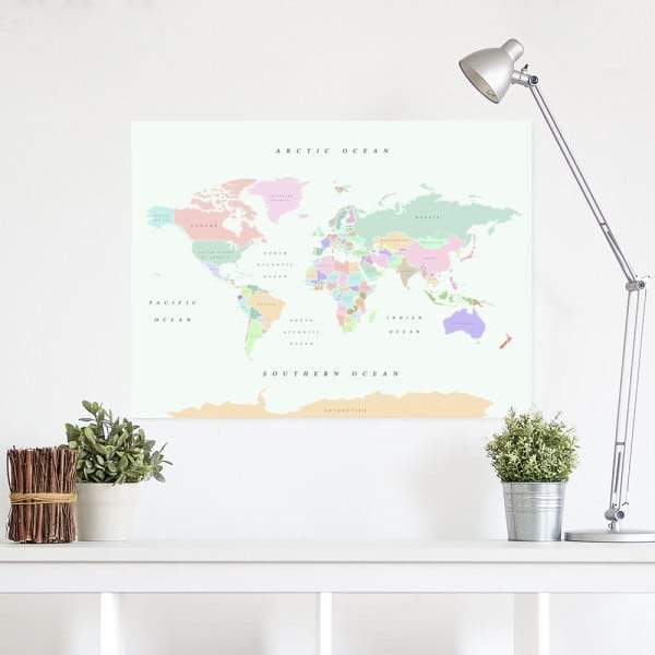 Carte du monde en liège (style Rétro) | Miss Wood carte murale petit tube Miss Wood Taille XL (90 x 60 cm) 