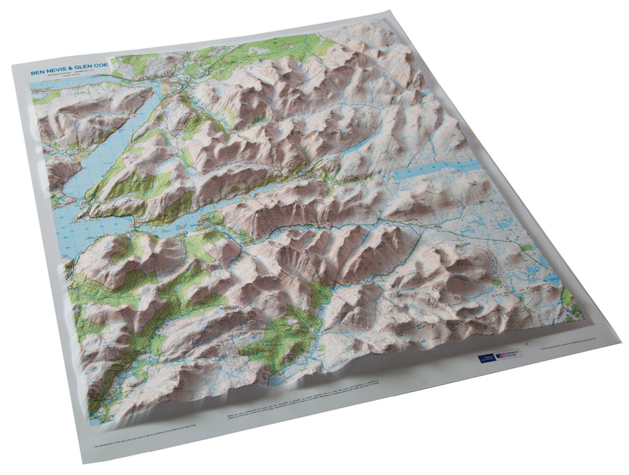 Carte en relief - Ben Nevis & Glen Coe (Ecosse) - avec cadre en bois | Dorrigo carte relief Dorrigo bois foncé 