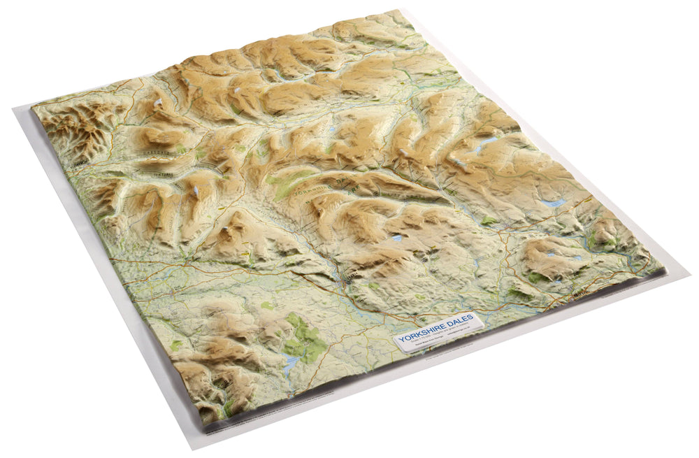 Carte en relief - Yorkshire Dales (Angleterre) - avec cadre en bois | Dorrigo carte relief Dorrigo bois clair 