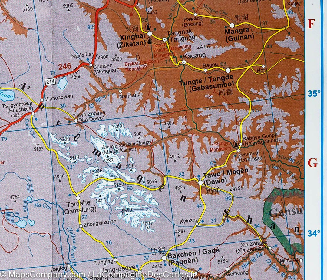 Carte géographique - Tibet - Xizang Zizhiqu 5 | Gizi Map carte pliée Gizi Map 