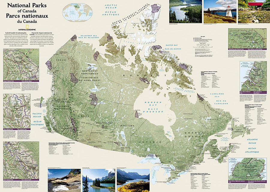 Canada National Parks Wall Map (42 X 30 Inches) (Tubed) | National Geographic Wall Map 