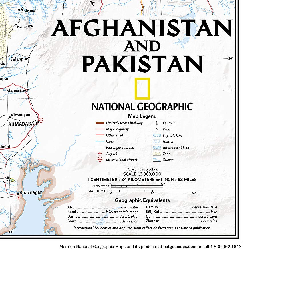 Carte murale (en anglais) - Afghanistan & Pakistan - 55 cm x 83 cm | National Geographic carte murale petit tube National Geographic 
