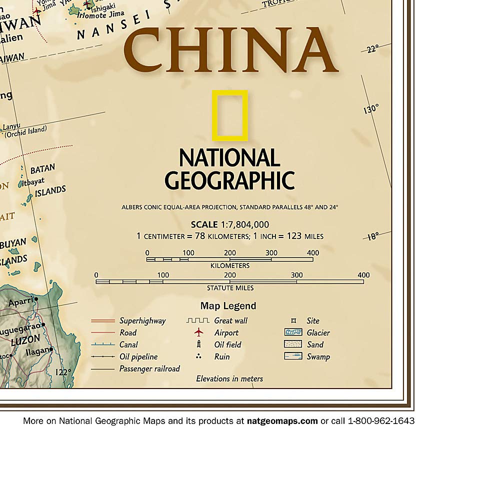 Carte murale (en anglais) - Chine, style antique - 76 cm x 59 cm | National Geographic carte murale petit tube National Geographic 