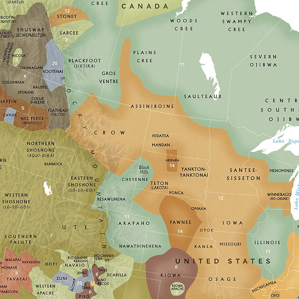 Carte murale (en anglais) - Cultures indiennes nord-américaine | National Geographic carte murale petit tube National Geographic 