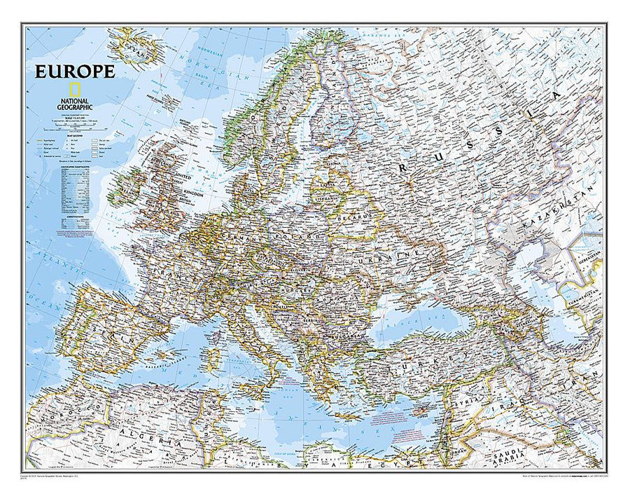 Carte murale (en anglais) - Europe politique | National Geographic carte murale petit tube National Geographic Papier 