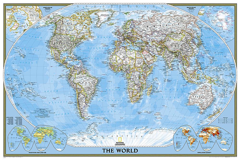 Carte murale (en anglais) - Monde politique, format poster | National Geographic carte murale petit tube National Geographic Papier 