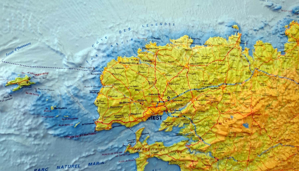 Carte murale en relief - Bretagne & Cotentin | IGN carte relief grande dimension IGN 
