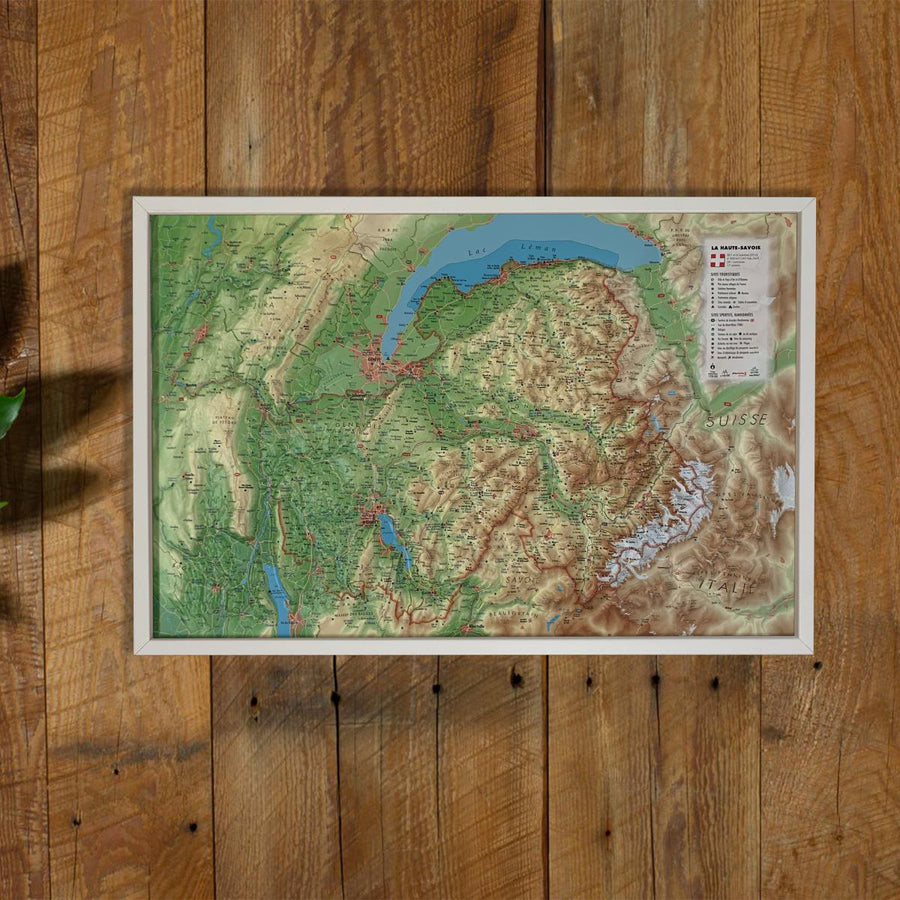 Carte murale en relief - Haute-Savoie - 61 cm x 41 cm | 3D Map carte relief 3D Map 