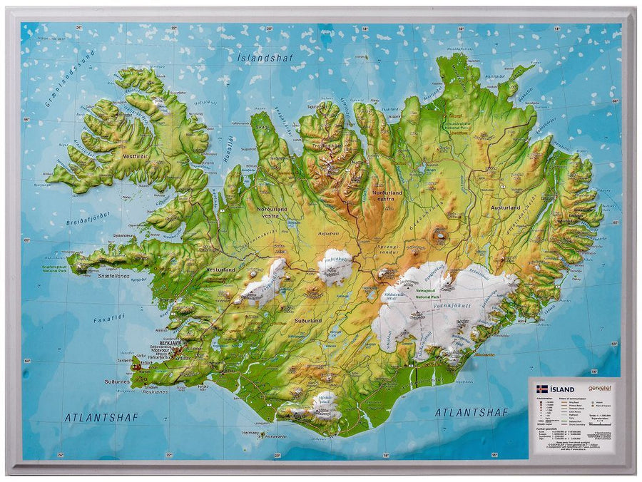 Carte murale en relief - Islande (en anglais) | Georelief carte relief Georelief 