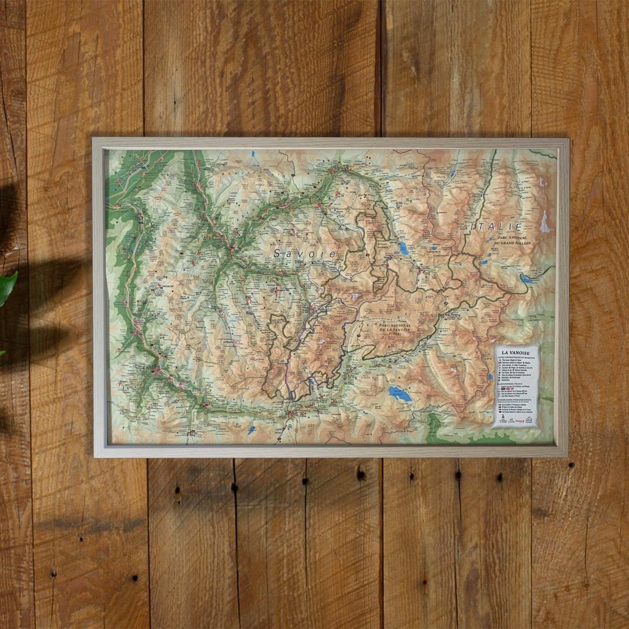 Carte murale en relief - La Vanoise - 61 cm x 41 cm | 3D Map carte relief 3D Map 