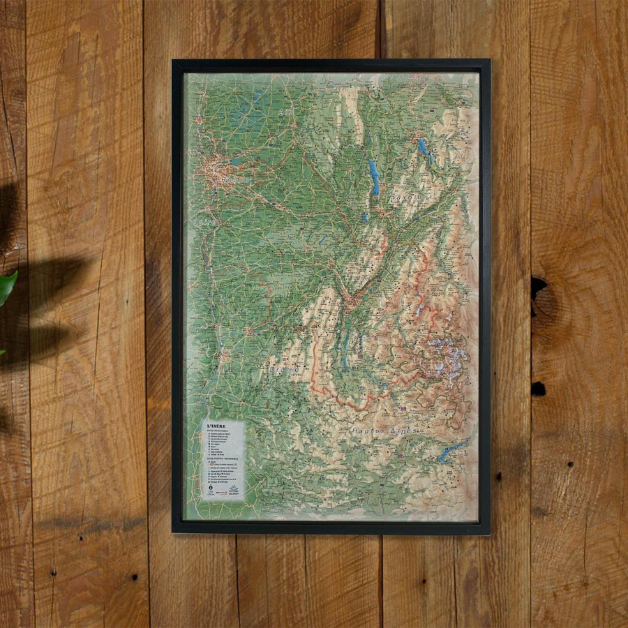 Carte murale en relief - L'Isère - 41 cm x 61 cm | 3D Map carte relief 3D Map 