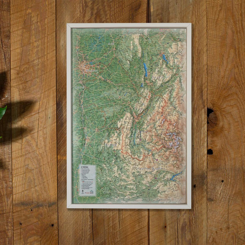 Carte murale en relief - L'Isère - 41 cm x 61 cm | 3D Map carte relief 3D Map 