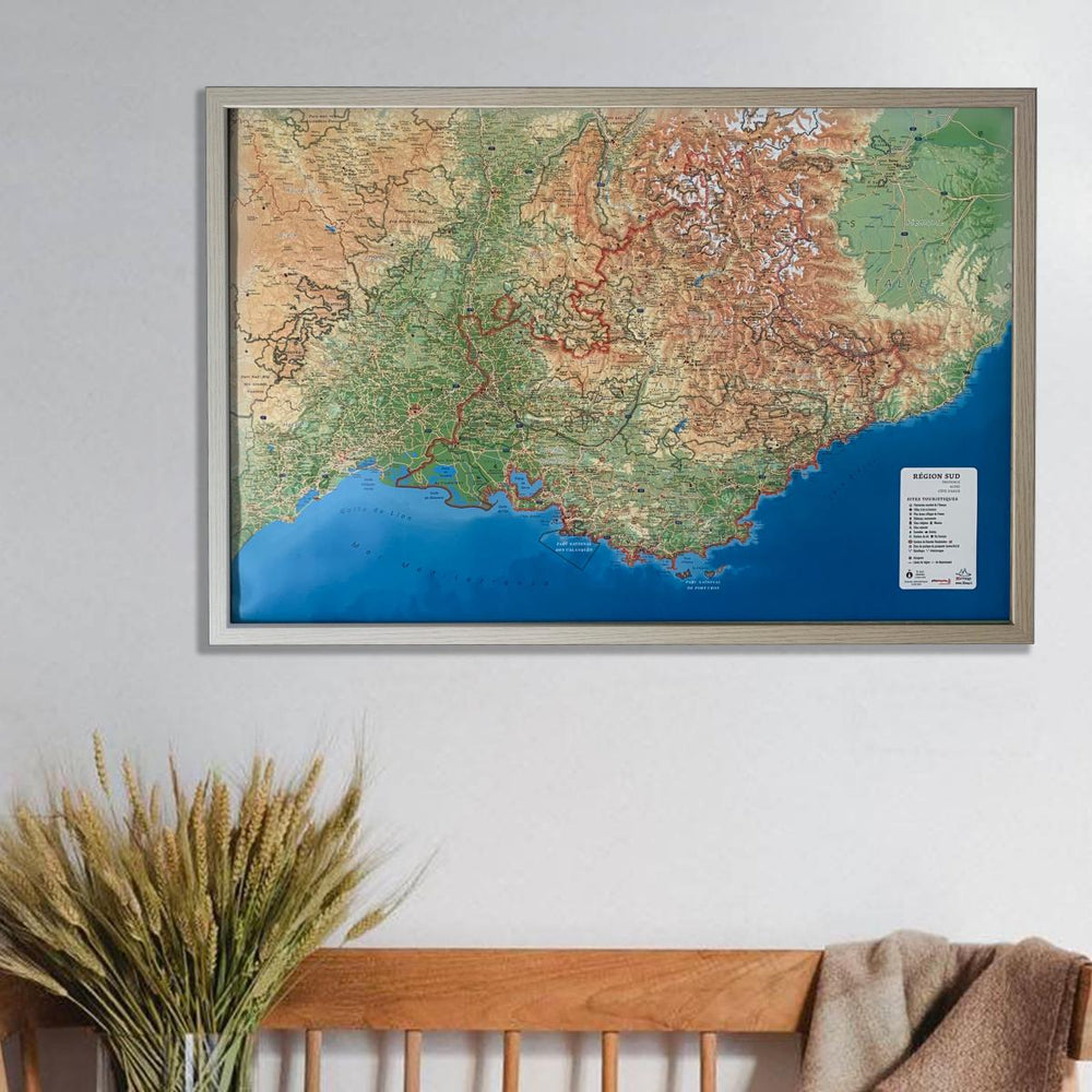 Carte murale en relief - Provence-Alpes-Côte d'Azur (PACA) - 61 cm x 41 cm | 3D Map carte relief 3D Map 