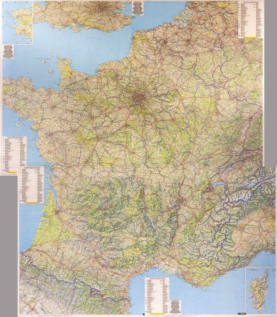 Poster plastifié - France routière - 110 x 100 cm  IGN – La Compagnie des  Cartes - Le voyage et la randonnée