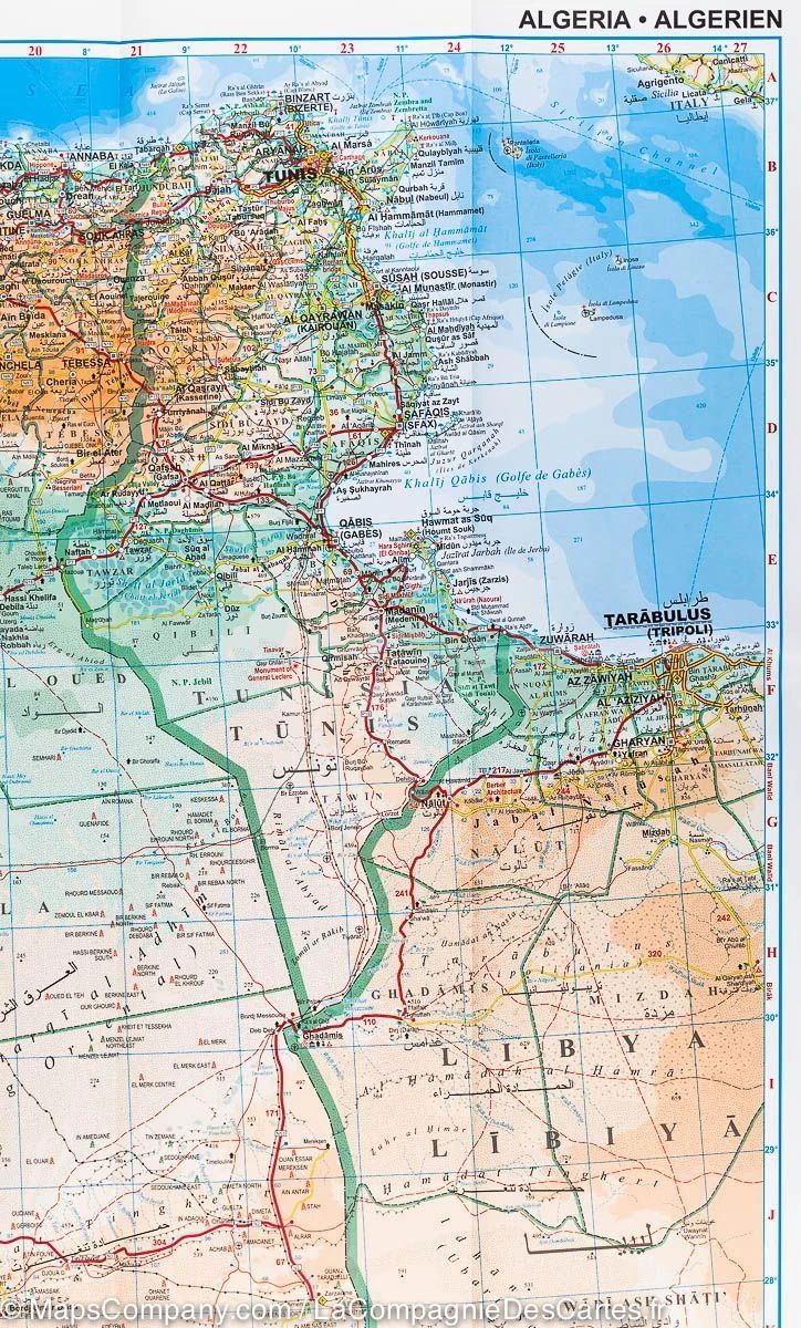 Carte murale plastifiée - Algérie (géographique) | Gizi Map carte murale grand tube Gizi Map 