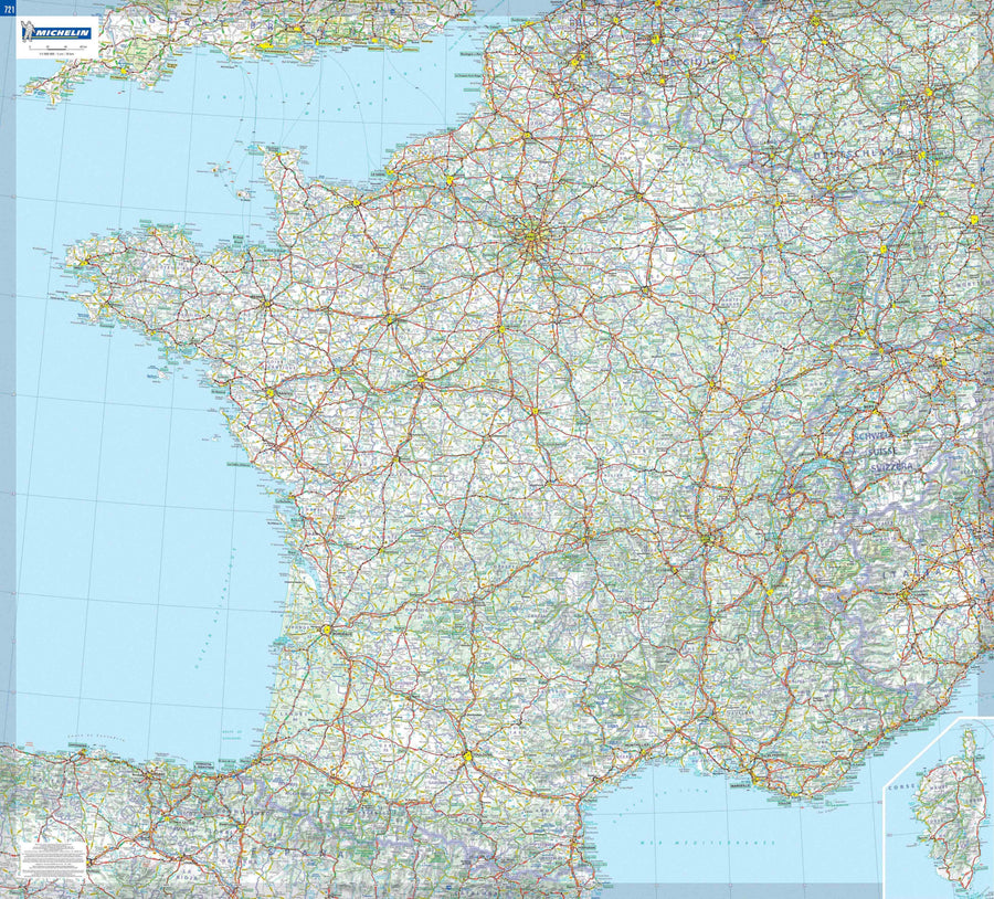 Carte routière de la France - Papier plastifié - Format A1 - 59,4