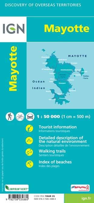 Carte murale plastifiée - Mayotte | IGN carte murale grand tube IGN 