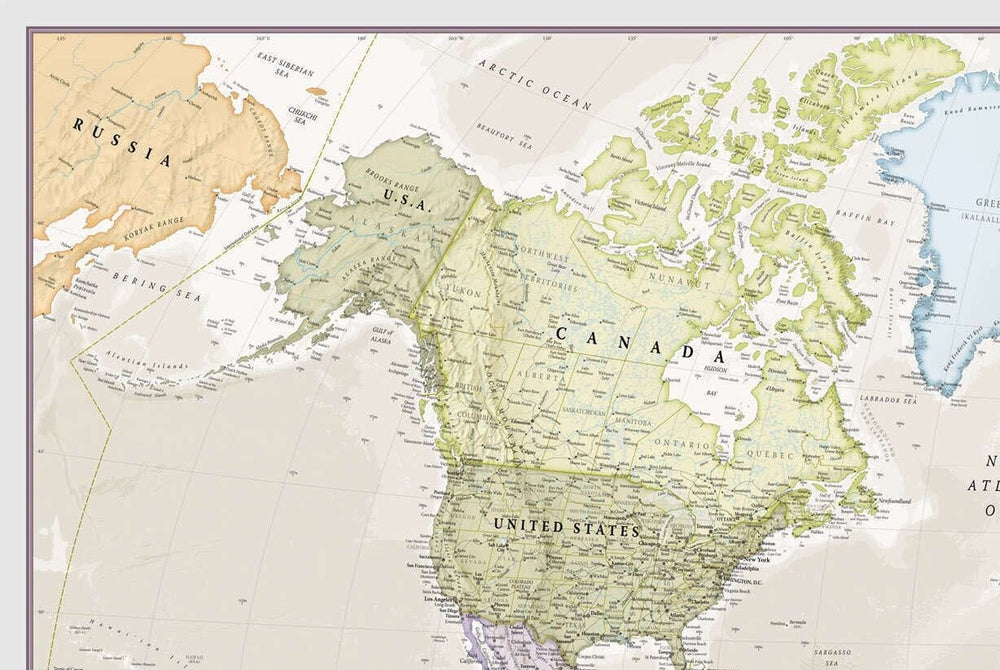 Carte murale - Monde politique (en anglais), style classique | Maps International carte murale petit tube Maps International 