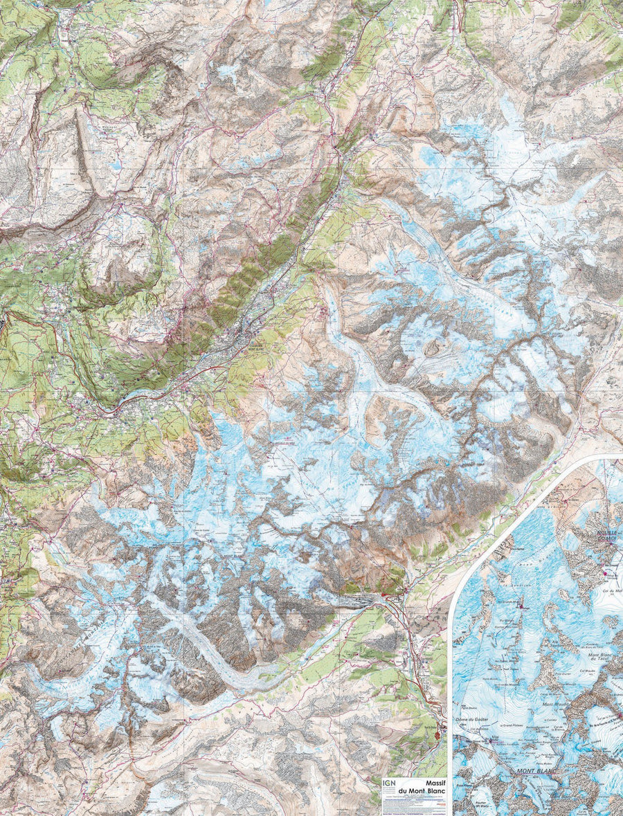 Carte murale plastifiée - Mont Blanc | IGN carte murale petit tube IGN 