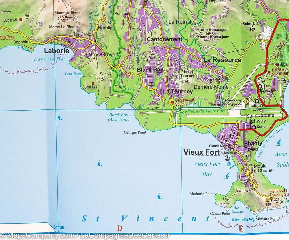 Carte murale plastifiée - Sainte Lucie (routière) | Gizi Map carte murale grand tube Gizi Map 