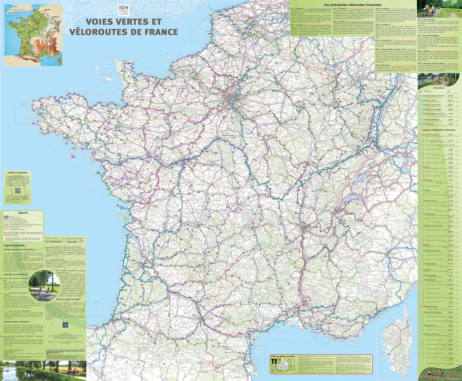 Carte routière de la France - Papier plastifié - Format A1 - 59,4