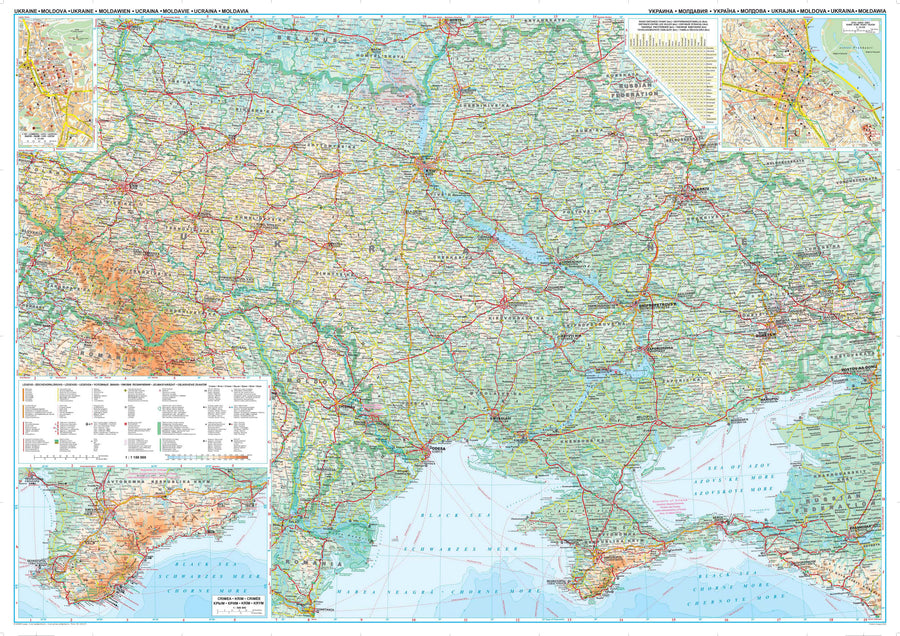 Carte murale - Ukraine & Moldavie (géographique) - 125 x 88 cm - version MURALE ET PLASTIFIEE | Gizi Map carte murale grand tube Gizi Map 