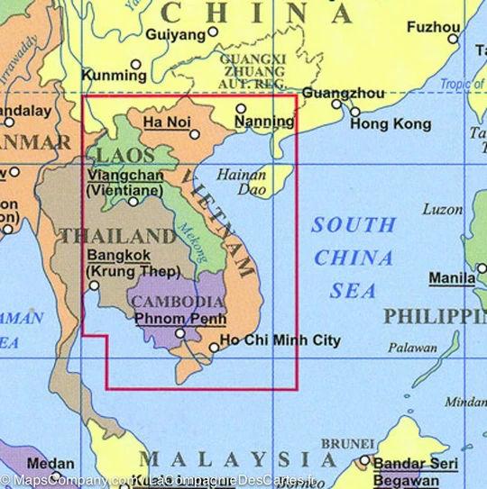 Carte murale - Vietnam, Laos, Cambodge (géographique) | Gizi Map carte murale grand tube Gizi Map 