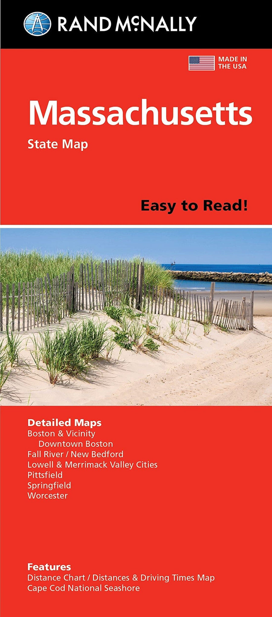 Massachusetts Easy to Read Folded Map | Rand McNally carte pliée 