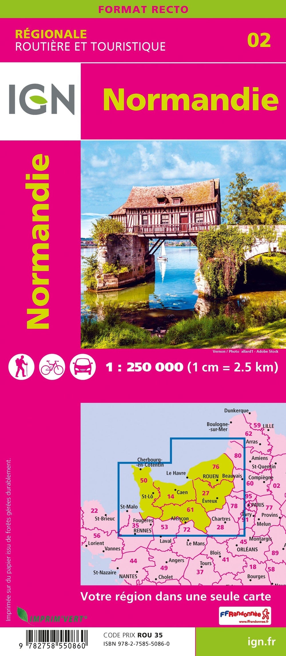 Carte régionale n° 2 : Normandie | IGN carte pliée IGN 