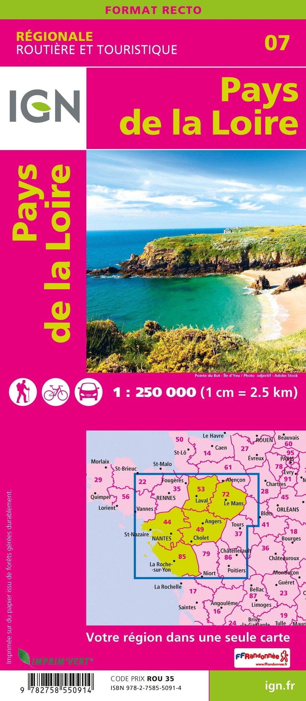 Carte régionale n° 7 : Pays de la Loire | IGN carte pliée IGN 