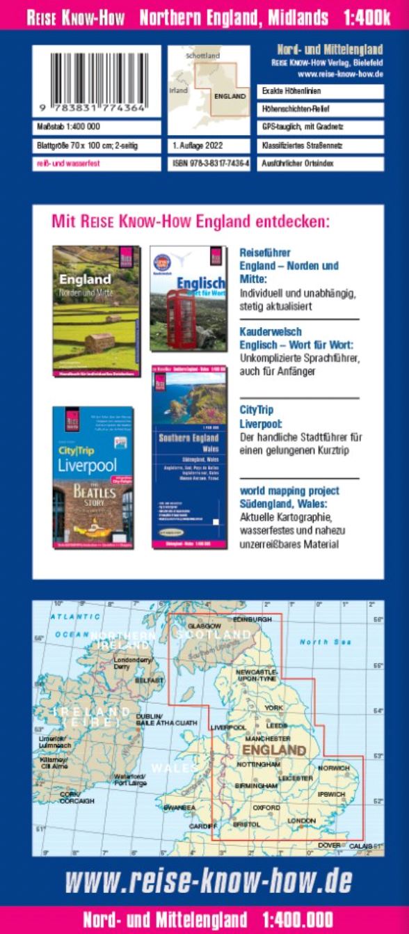 Carte routière - Angleterre Nord & Midlands | Reise Know How carte pliée Reise Know-How 