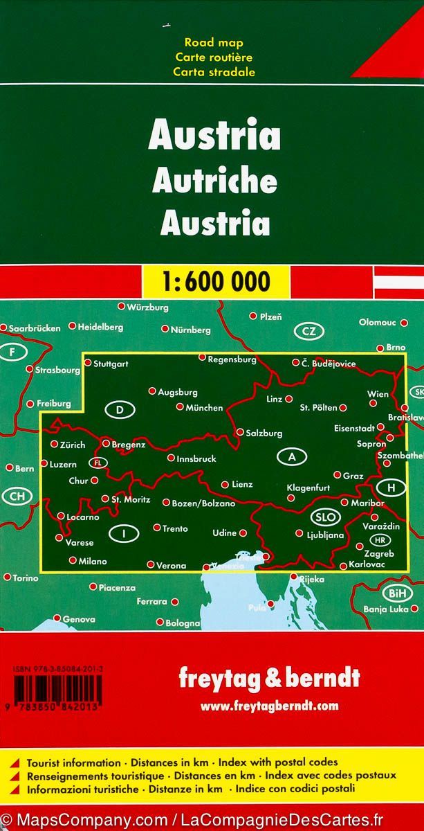 Carte routière - Autriche au 1/600,000 | Freytag & Berndt carte pliée Freytag & Berndt 