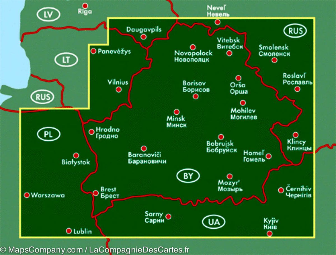 Carte détaillée de la Biélorussie | Freytag & Berndt - La Compagnie des Cartes