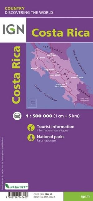 Carte routière - Costa Rica | IGN carte pliée IGN 