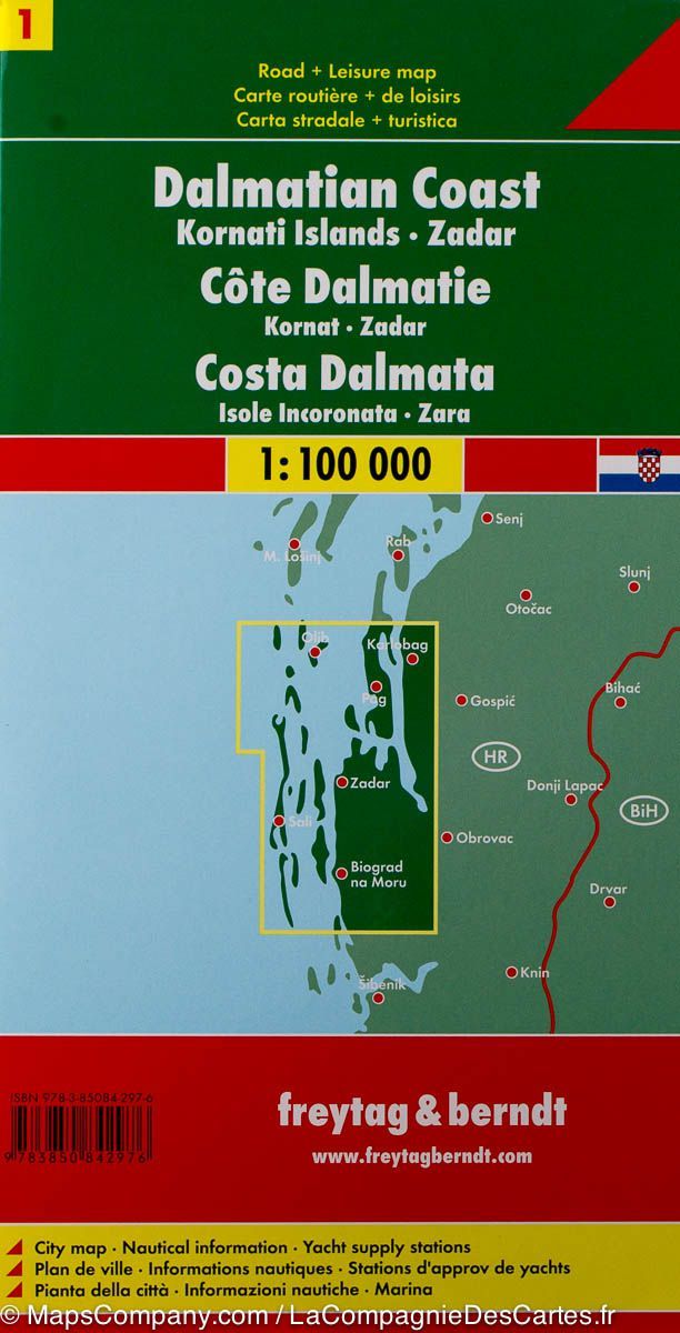 Carte routière - Côte de Dalmatie n° 1 (Kornat, Zadar) | Freytag & Berndt carte pliée Freytag & Berndt 