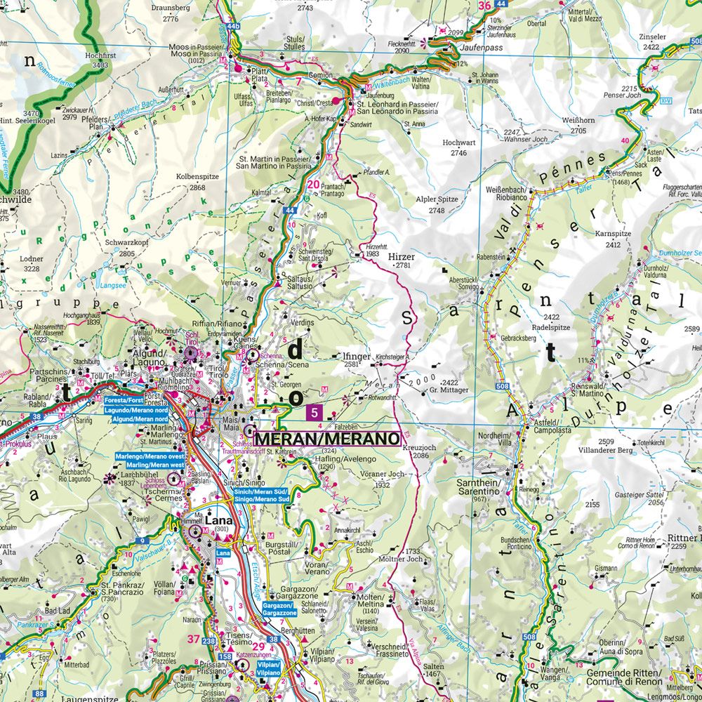 Carte routière & cycliste - Tyrol du Sud (Région de Bolzano, Brixen, Merano) | Freytag & Berndt carte pliée Freytag & Berndt 