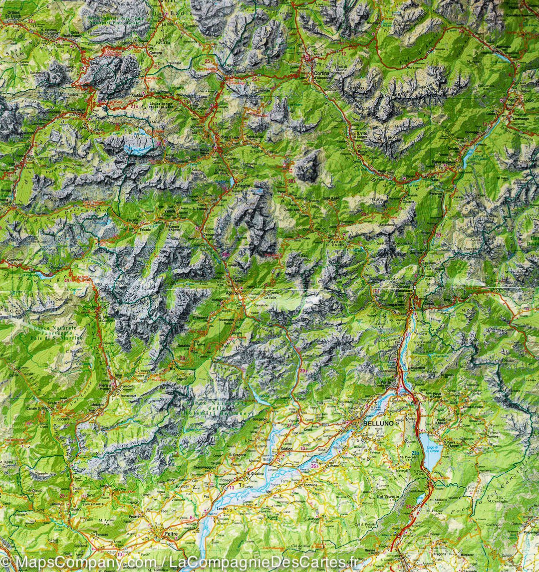 Carte routière et panoramique - Tyrol du Sud, Haut Adige & Dolomites | Tabacco carte pliée Tabacco 