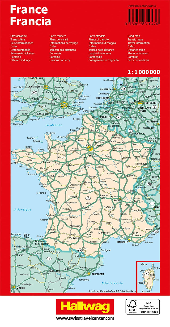 Carte routière - France | Hallwag carte pliée Hallwag 