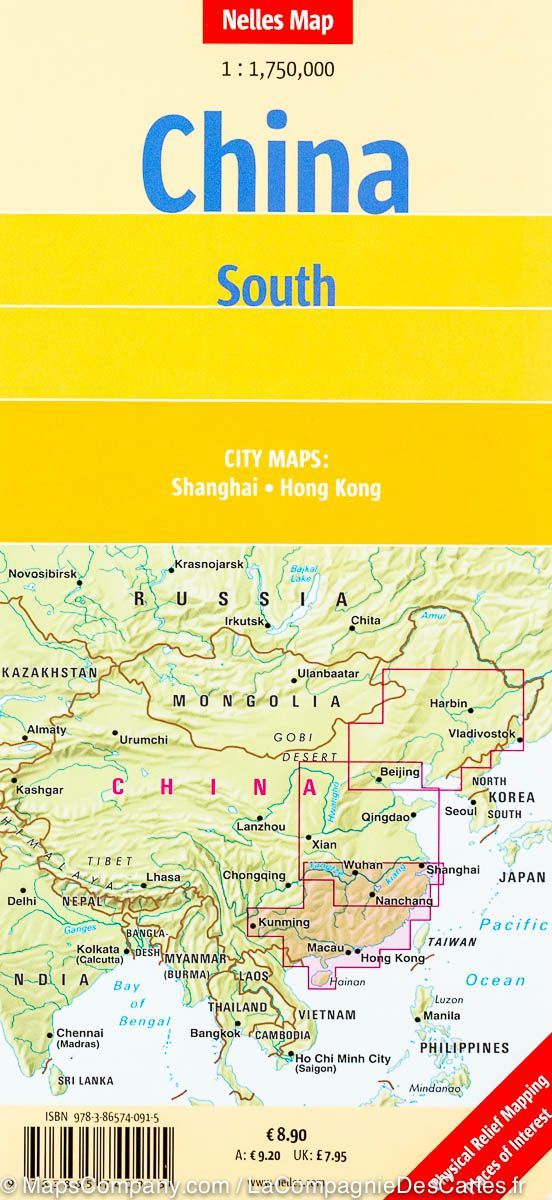Carte routière imperméable - Chine Sud | Nelles Map carte pliée Nelles Verlag 
