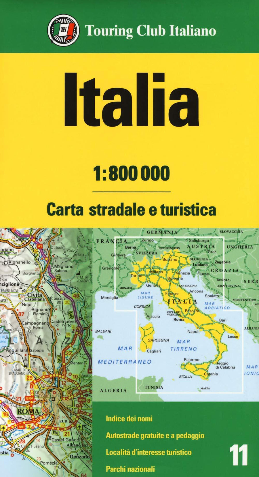 Carte routière - Italie | Touring Club Italiano-1/800 000 carte pliée Touring 